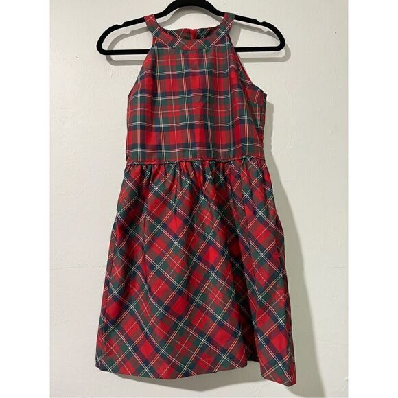 Vineyard Vines tartan Plaid Girl dress sleeveless red and green 14 - Picture 1 of 6